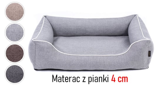 Solidne legowisko kanapa łóżko materac mata dla małego psa 80x60 Sofa Mallorca TwinFoam pianka 4 cm rozbieralne rozmiar M jasnoszare/białe Inna marka