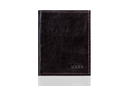 Solier, portfel-etui na paszport SW07, skórzane, brązowe Solier