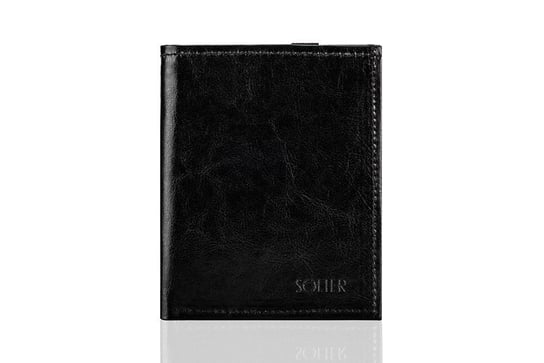Solier, portfel-etui na paszport SW07, skórzane, czarne Solier