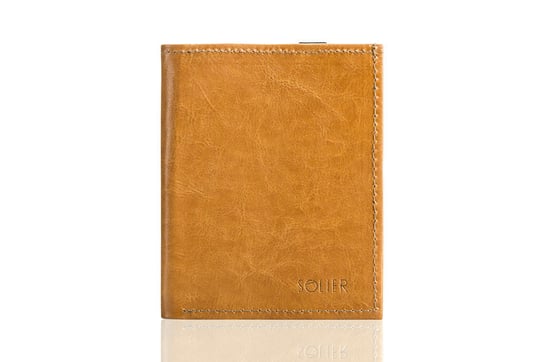 Solier, portfel-etui na paszport SW07, skórzane, jasnobrązowe Solier