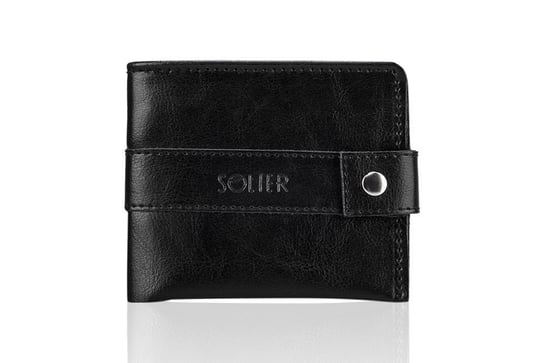 Solier, portfel męski SW05, skórzany, czarny Solier