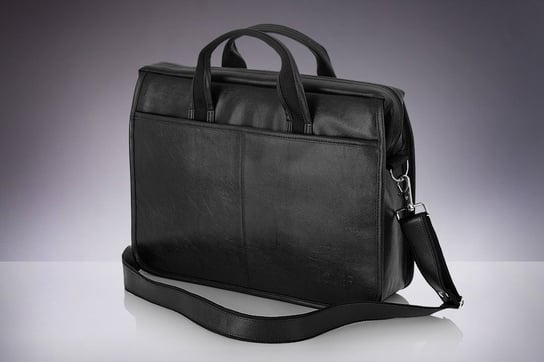Solier, torba męska S13 na raamię, laptopa, ekoskóra, czarna Solier
