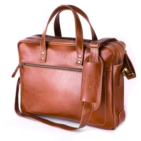 Solier, torba męska SL05 Newbridge na laptopa, skórzana, brązowa vintage Solier