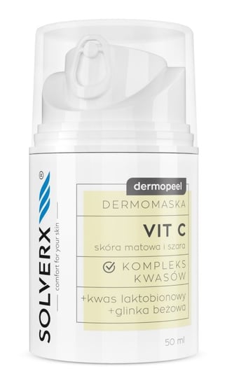 Solverx Dermopeel, Dermomaska Z Kompleksem Kwasów Do Cery Matowej I Szarej Vit C, 50ml SOLVERX