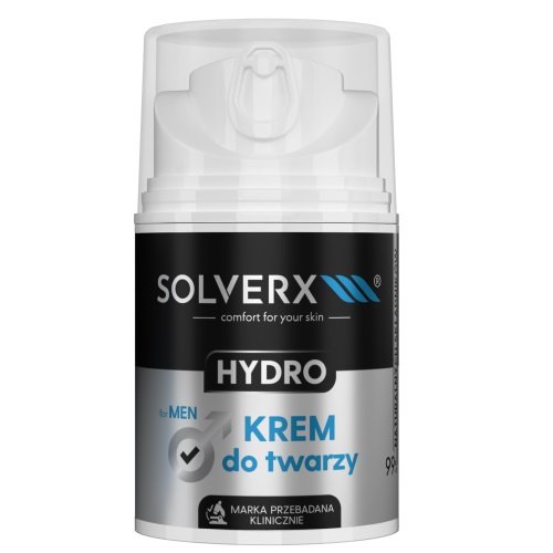 Solverx, Hydro, Krem do twarzy dla mężczyzn, 50 ml SOLVERX