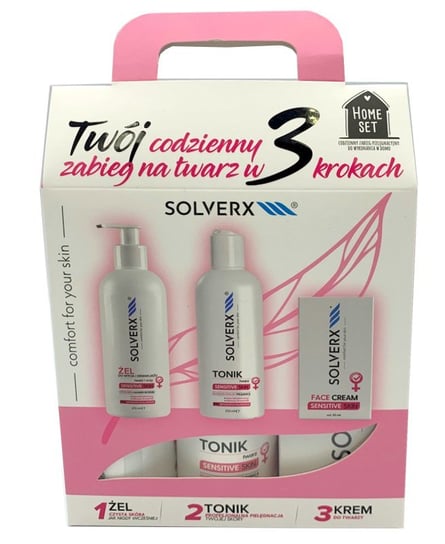 Solverx, Sensitive Skin, Zestaw kosmetyków do pielęgnacji, 3 szt. SOLVERX