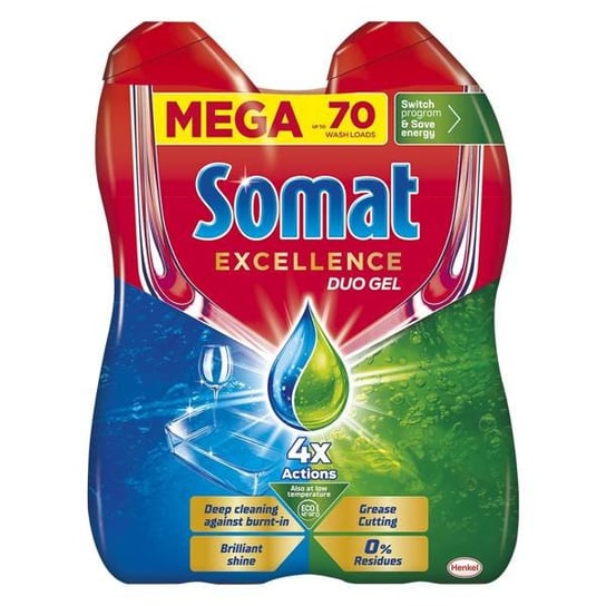 Somat Excellence Grease Cutting Żel do Zmywarki MEGA  PACK 2x 35 Cykli 630ml Somat