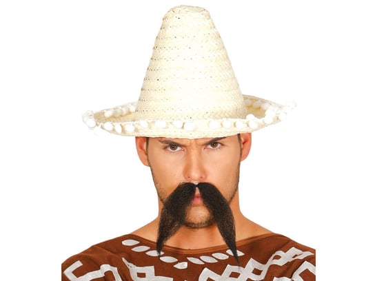 Sombrero meksykańskie słomkowe z pomponikami - 33 cm - 1 szt. Guirca