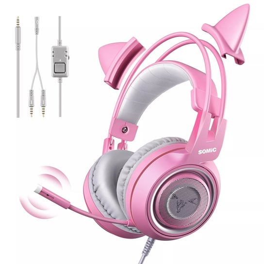 Somic G951S Pink Słuchawki Gamingowe Przewodowe 3,5Mm Nauszne Z Mikrofonem Somic