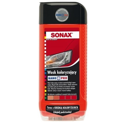 Sonax Polish&amp;Wax Color Nano Pro Wosk koloryzujący - czerwony, 500ml + kredka koloryzująca SONAX