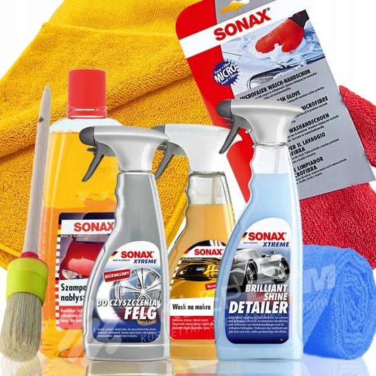 SONAX zestaw kosmetyków samochodowych na myjnie mycie auta pod domem Inna marka
