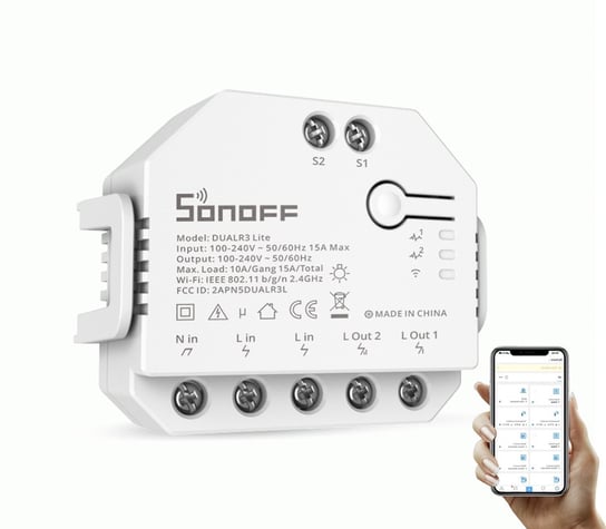 Sonoff Dual R3 LITE WiFi 2 Kanały Sterownik do Światła Rolet Sonoff