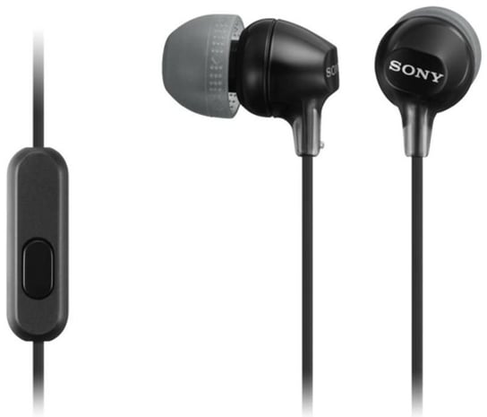 Sony MDR-EX15AP słuchawki douszne z mikrofonem i pilotem, czarne Sony