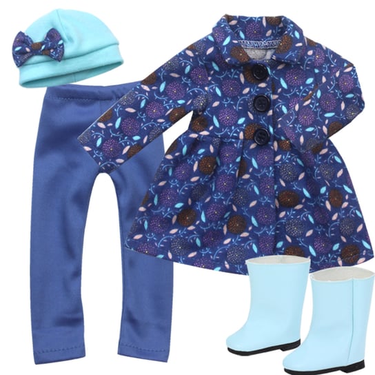 Sophia's by Teamson Kids 4 Częściowy zestaw ubrań dla lalek, 15" płaszcz dla lalek, legginsy i czapka z bucikami dla lalek, Odzież i akcesoria dla lalek Teamson