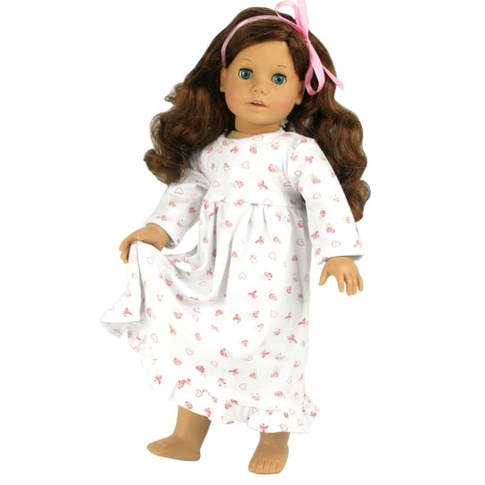 Sophia's by Teamson Kids Ubrania dla lalek, 18-calowa lalka Klasyczna Długa Koszula Nocna z Kwiatowym Nadrukiem, Biała Teamson