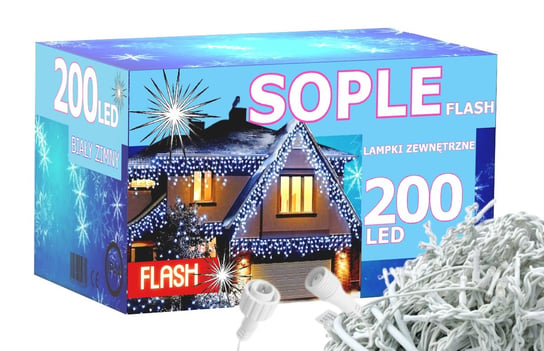 Sople 200 LED Lampki Choinkowe 9,5M Flash Zew Zimny Biały Inna marka
