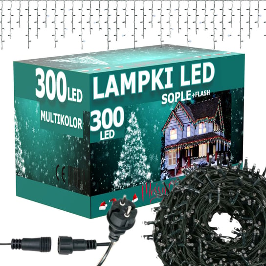 SOPLE 300 LED LAMPKI CHOINKOWE 14,5M FLASH ZEW MULTIKOLOR KURTYNA Inna marka
