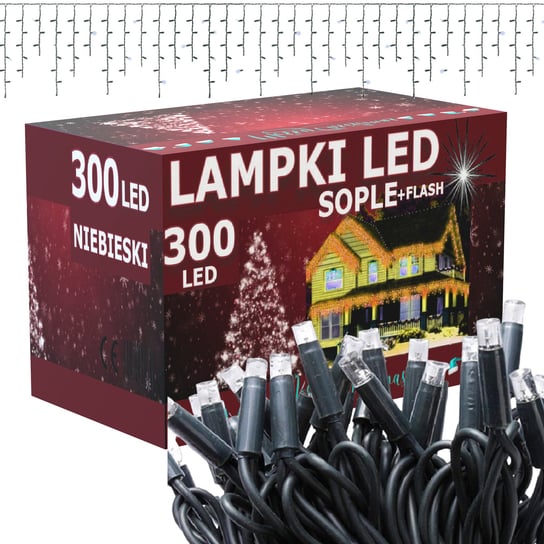 Sople 300 LED Lampki Choinkowe Flash Zewnętrzne Niebieskie Grube Inna marka