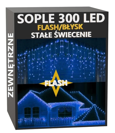 Sople 300 LED Lampki Zewnętrzne IP44 Stałe+Flash Niebieskie Inna marka