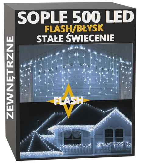 Sople 500 LED Lampki Zewnętrzne IP44 Stałe+Flash Zimna biel Inna marka