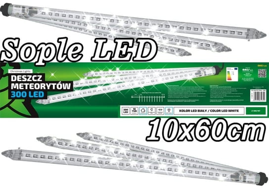Sople LED zewnętrzne 10 tub po 60 cm, 18 m, 300 LED, OLT-300/10T/M, barwa wielokolorowa Multimix