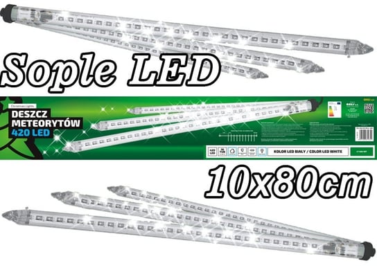 Sople LED zewnętrzne 10 tub po 80 cm, 27 m, 420 LED, OLT-420/10T/M, barwa wielokolorowa Multimix