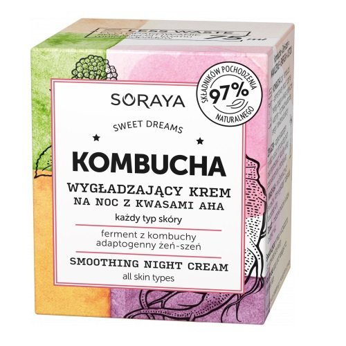Soraya, Kombucha, Wygładzający krem na noc z kwasami AHA, 75 ml Soraya