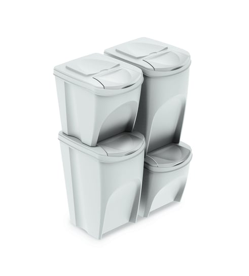 SortiBox zestaw 4 koszy na śmieci 2x35l + 2x25l białe sortownik PROSPERPLAST