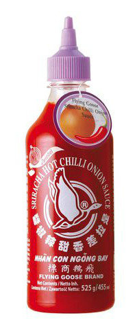 Sos chili Sriracha z cebulą, ostry (55% chili) 455ml - Flying Goose Flying Goose
