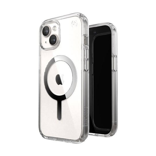 Speck Presidio Perfect-Clear MagSafe - Etui iPhone 15 (Clear / Chrome Finish / Serene Silver) Speck