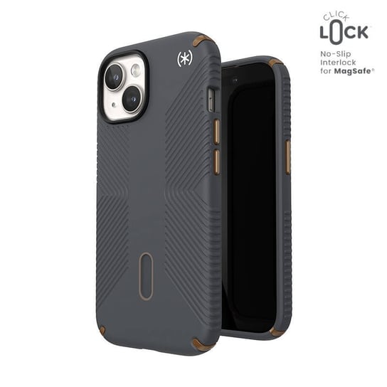 Speck Presidio2 Grip ClickLock & MagSafe - Etui iPhone 15 / iPhone 14 / iPhone 13 (Charcoal Grey/Cool Bronze) Speck