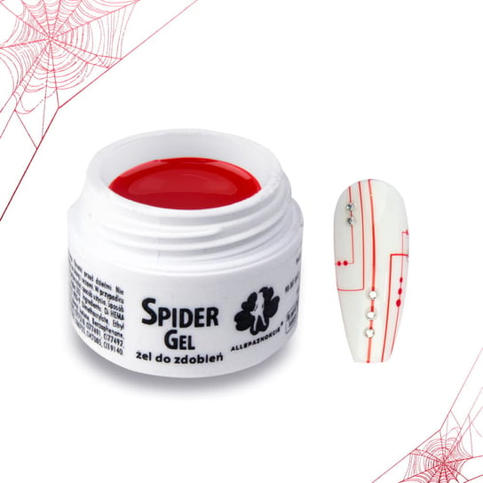 SPIDER GEL RED Allepaznokcie - precyzyjny jak pajęczy żel uv do zdobień - kolor czerwony 3ml AllePaznokcie