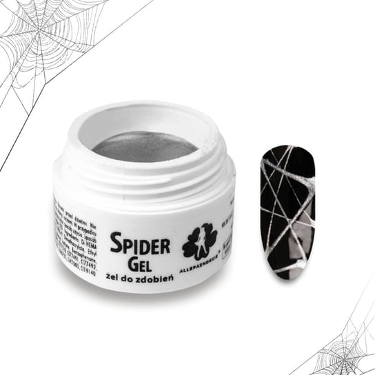 SPIDER GEL SILVER Allepaznokcie - precyzyjny jak pajęczy żel uv do zdobień - kolor srebrny 3ml AllePaznokcie