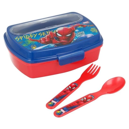 Spiderman - Lunchbox ze sztućcami (Łyżka, widelec) Spider-Man
