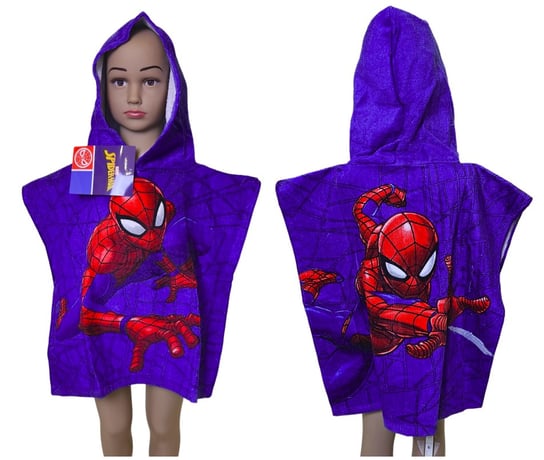 Spiderman  Ponczo Ręcznik Dziecięcy Okrycie Kąpielowy 100% Bawełna Marvel Marvel