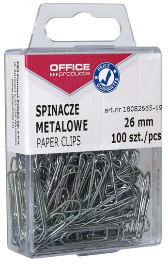 spinacze metalowe office products, 26mm, w pudełku, 100szt., srebrne Office Products