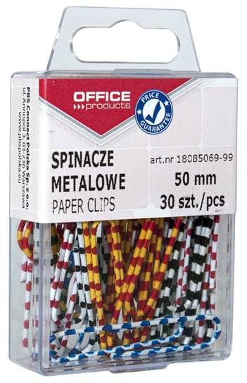 spinacze metalowe office products zebra, powlekane, 50mm, w pudełku, 30szt., mix kolorów Office Products