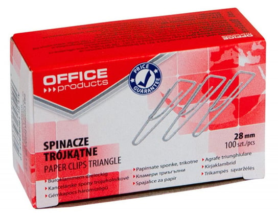 spinacze trójkątne office products, 28mm, 100szt., srebrne Office Products