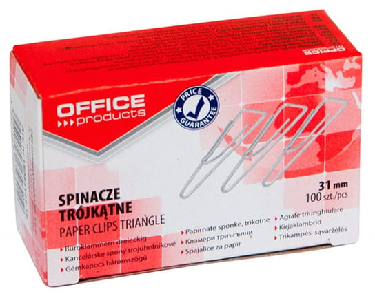 spinacze trójkątne office products, 31mm, 100szt., srebrne Office Products