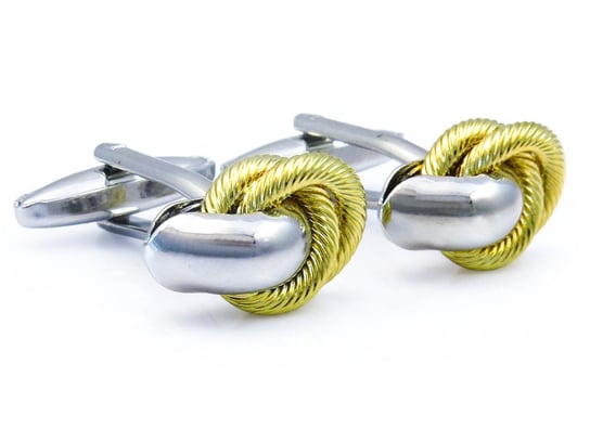 Spinki do mankietów - złoto-srebrne węzełki A158 Modini