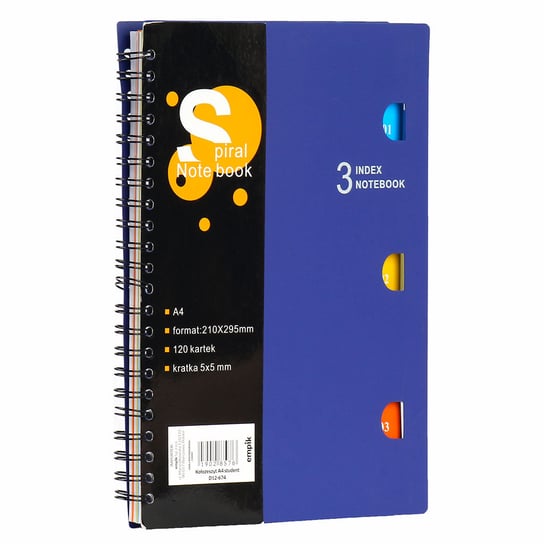 Spiral Notebook, kołozeszyt w kratkę, format A4, niebieski Paperdot