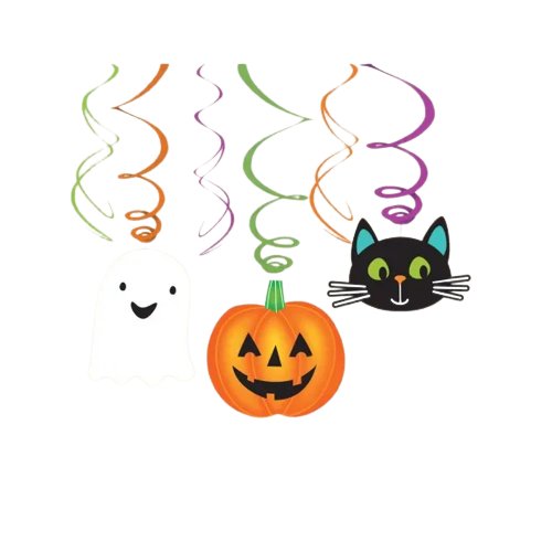 Spirale Dekoracyjne Na Halloween Dekoracje Wiszące Ozdoby Na Przyjęcie Halloweenowe 6 Sztuk Kot Dynia ABC