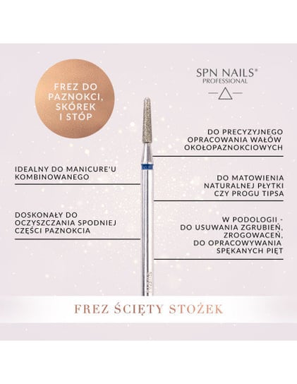 SPN Frez ścięty stożek do paznokci,skórek,stóp Inna marka