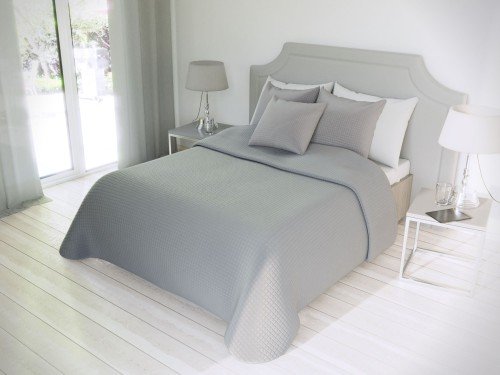 Spod Igły i Nitki, srebrna narzuta bawełniana na łóżko single , 240x220 cm Spod Igły i Nitki