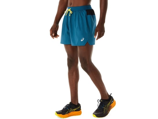 Spodenki do biegania Asics Fujitrail Logo Short | INK TEAL/GOLDEN YELLOW XL Asics