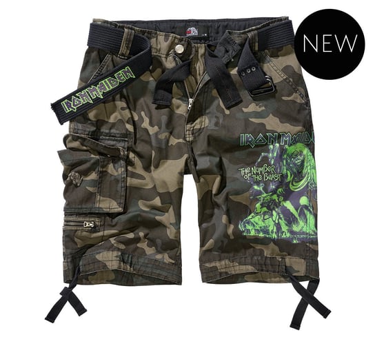 spodnie bojówki krótkie IRON MAIDEN SAVAGE SHORTS - THE NUMBER OF THE BEAST darkcamo-M Brandit