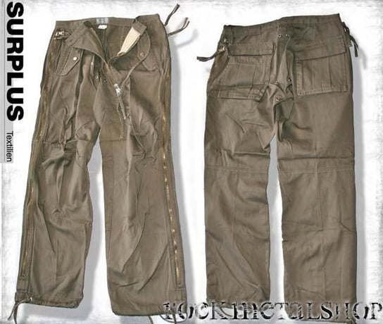spodnie bojówki SQUARED ZIPP HOSE - kolor oliwkowy-S Surplus