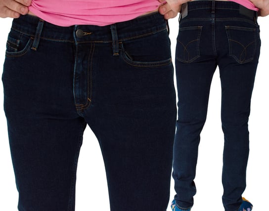 Spodnie CK Calvin Klein jeans skinny rurki W30 L32 granatowy Calvin Klein