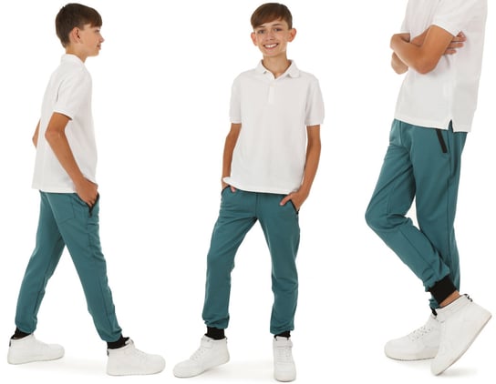 Spodnie dresowe dla chłopca, produkt polski - 134 TURKUS / KROPEK Inna marka