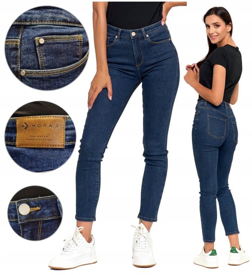 Spodnie Jeansowe Damskie Jeansy Skinny Wysoki Stan Wygodne MORAJ r. 44 Moraj